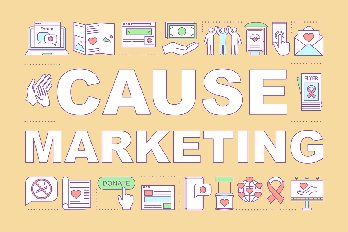 Cause and ethical marketing word concepts