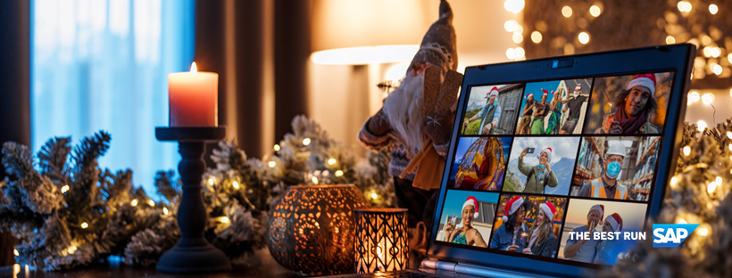Christmas-themed Facebook header image that was used by software company SAP in December 2020.
