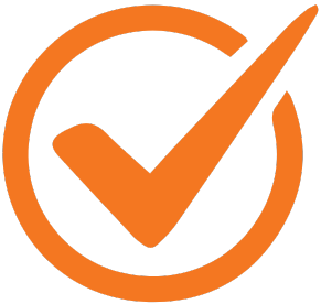Orange checkmark icon symbolizing Televerde’s commitment to quality benefits, employee growth, and career satisfaction.