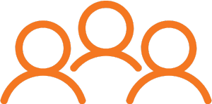 Orange group icon symbolizing Televerde’s inclusive culture that celebrates diversity, equity, and belonging.